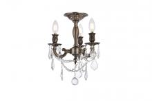 Elegant 9203F13PW/RC - Rosalia 3 light Pewter Flush Mount Clear Royal Cut Crystal
