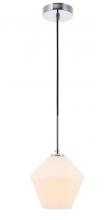 Elegant LD2257C - Gene 1 light Chrome and Frosted white glass pendant