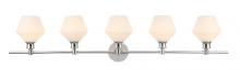 Elegant LD2325C - Gene 5 light Chrome and Frosted white glass Wall sconce