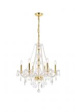 Elegant V7856D24G/RC - Verona 6 light Gold Chandelier Clear Royal Cut Crystal