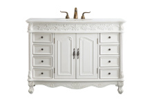 Elegant VF-1039-VW - 48 inch Single Bathroom vanity in Antique White with ivory white engineered marble