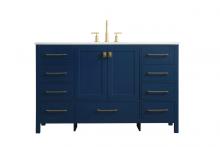 Elegant VF18854BL - Vanity Cabinet 9Dw2Dr 54x22x34 Blue