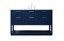Elegant VF19254BL - Larkin Vanity Cabinet 5Dw 54x22x34 Blue