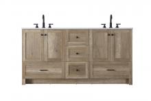 Elegant VF2866DNT - Vanity Cabinet 5Dw 4Dr 66"x19"x34" Natural Oak
