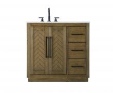 Elegant VF29036HO - Vanity Cabinet 2Dr 3Dw W36"xD21.5"xH34" Hazel Oak