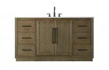 Elegant VF29060HO - Vanity Cabinet 2Dr 6Dw W60"xD21.5"xH34" Hazel Oak