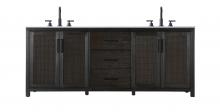 Elegant VF29584DCO - Vanity Cabinet 4Dr 3Dw 84x21.5x35 Chocolate Oak