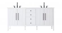 Elegant VF29672DWH - Vanity Cabinet 4Dr 3Dw 72x21.5x35 White