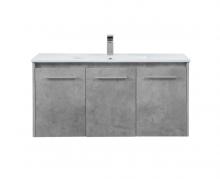 Elegant VF44040CG - 40 inch  Single Bathroom Floating Vanity in Concrete Grey