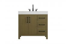 Elegant VF60636MCB - Vanity Cabinet 2DR 3DW 36"W x 22"D x 34"H Chestnut Brown