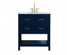 Elegant VF90130BL - 30 inch  Single Bathroom Vanity in Blue