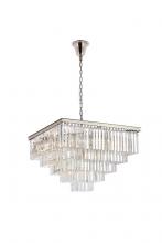 Elegant 1201S34PN/RC - Sydney 34 inch square crystal chandelier in polished nickel