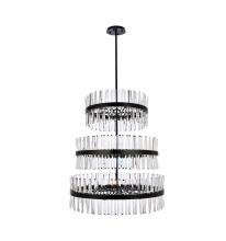 Elegant 6200G36L3BK - Serephina 36 inch 3 tiers crystal round chandelier light in black
