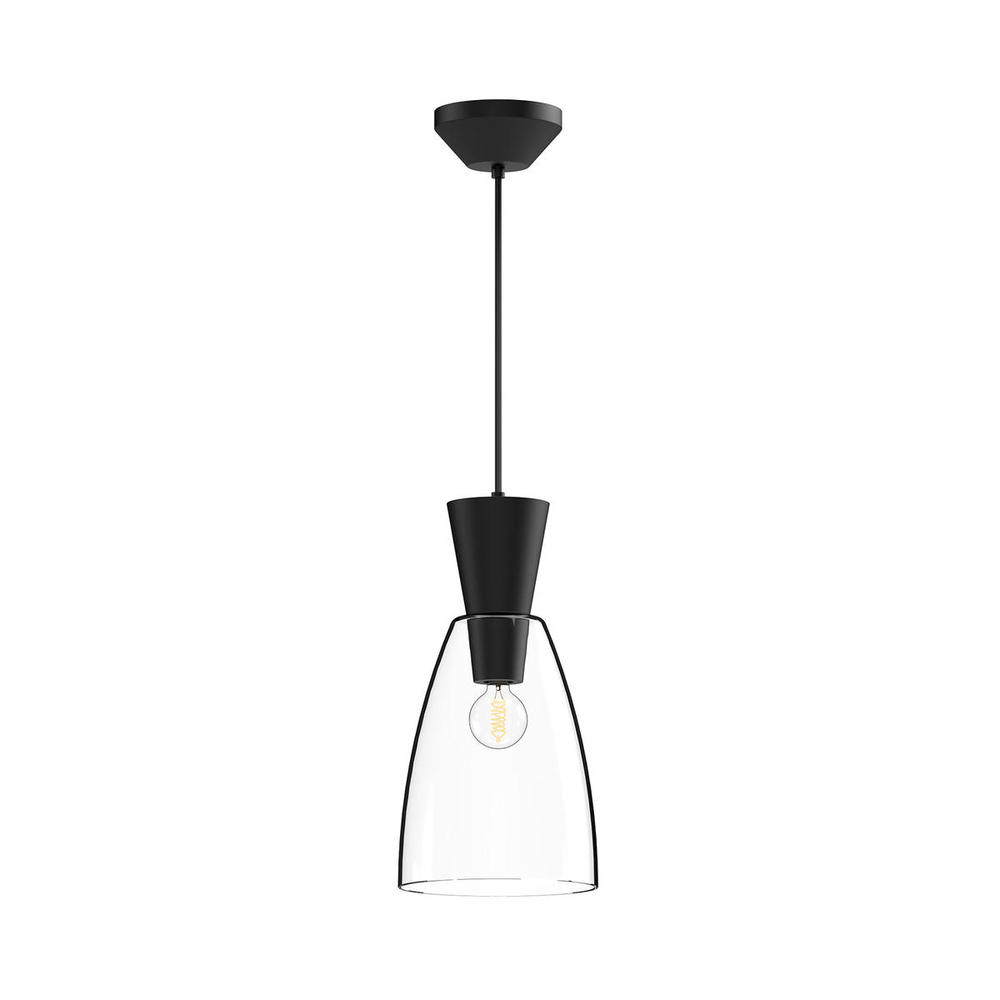 Arlo 7-in Clear Glass/Matte Black 1 Light Pendant