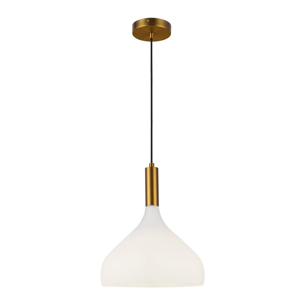 Belleview 12-in Aged Brass/Opal Glass 1 Light Pendant