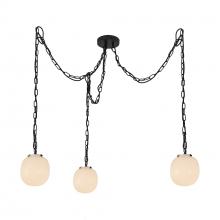Alora Lighting MP579707MBGR - Cherise 3-Light Matte Black/Glossy Ribbed Opal Glass Socket Multi Pendant