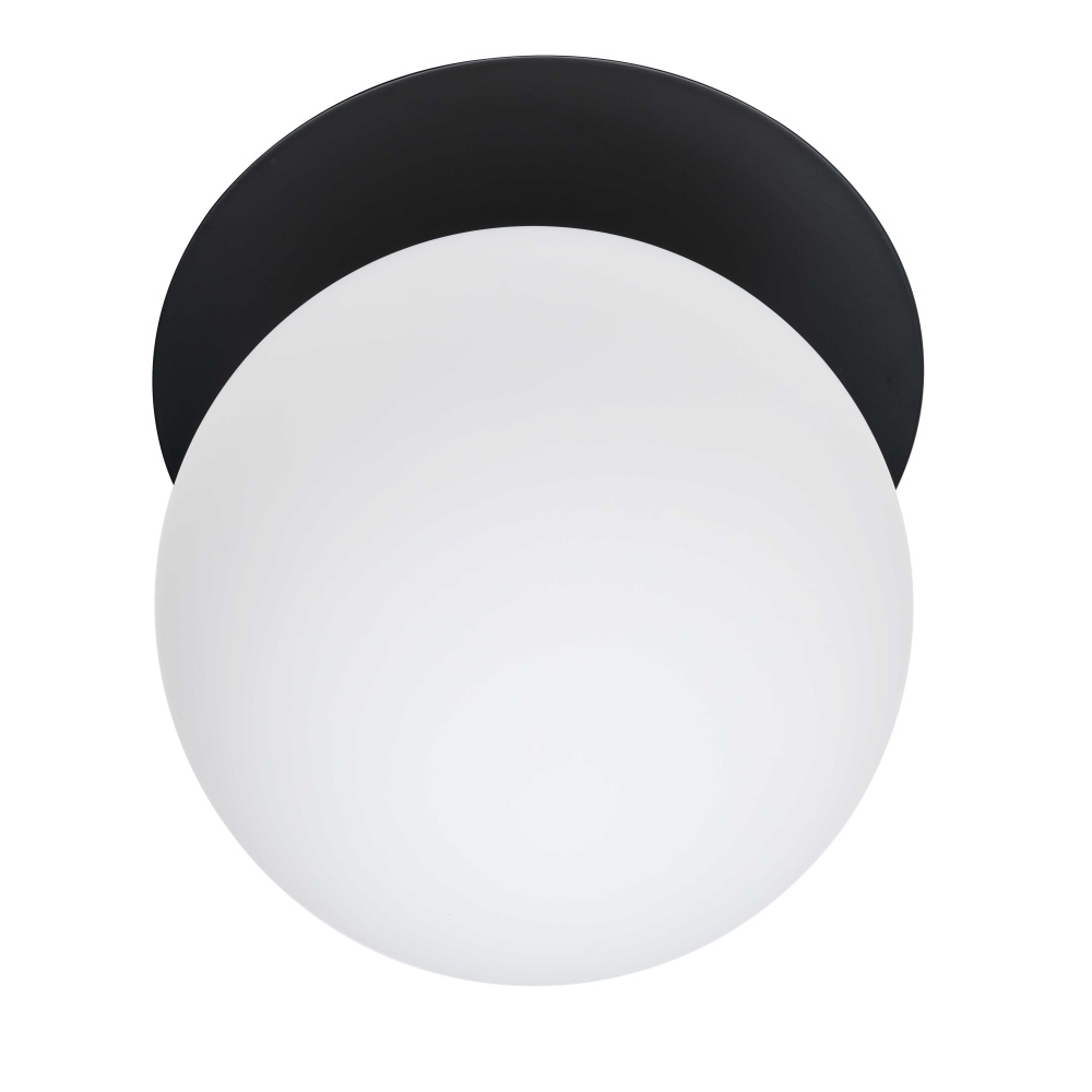 1 Light Matte Black Incandescent Wall Sconce with White Glass Globe