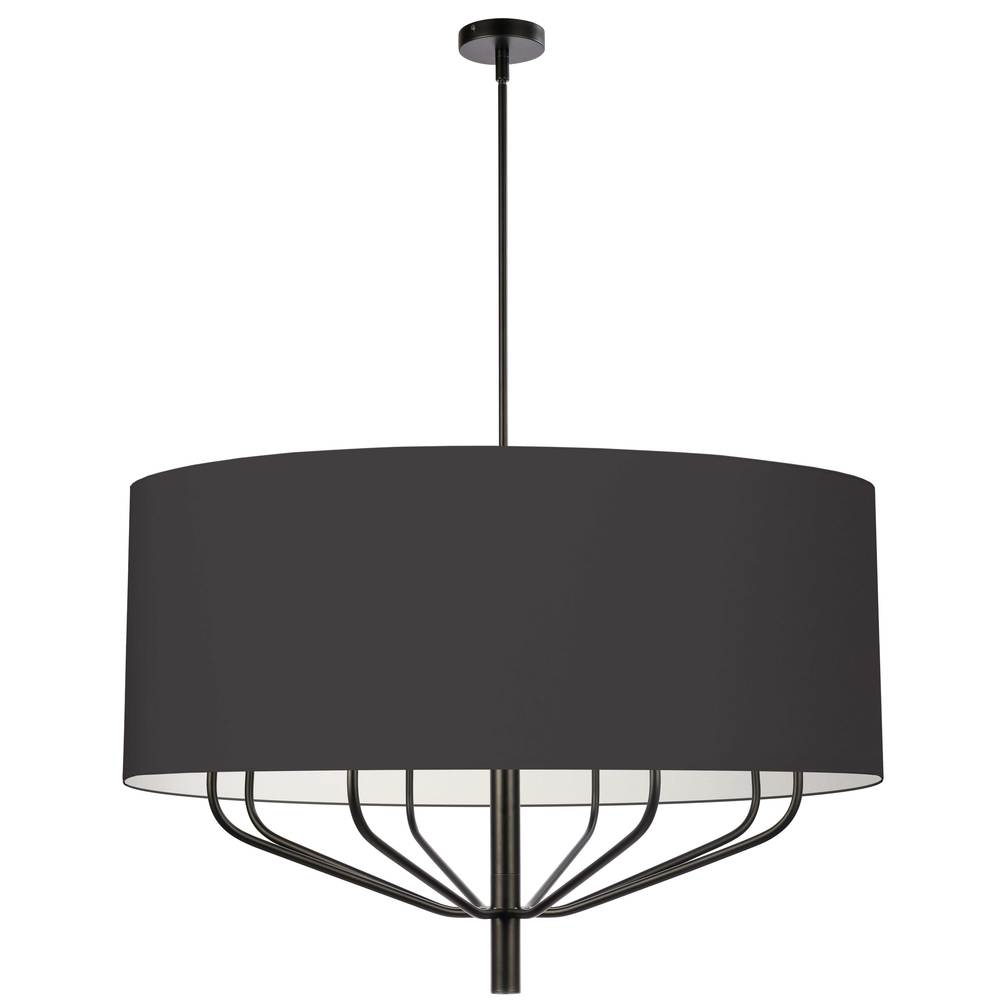 8LT Incandescent Chandelier, MB w/ BK Shade