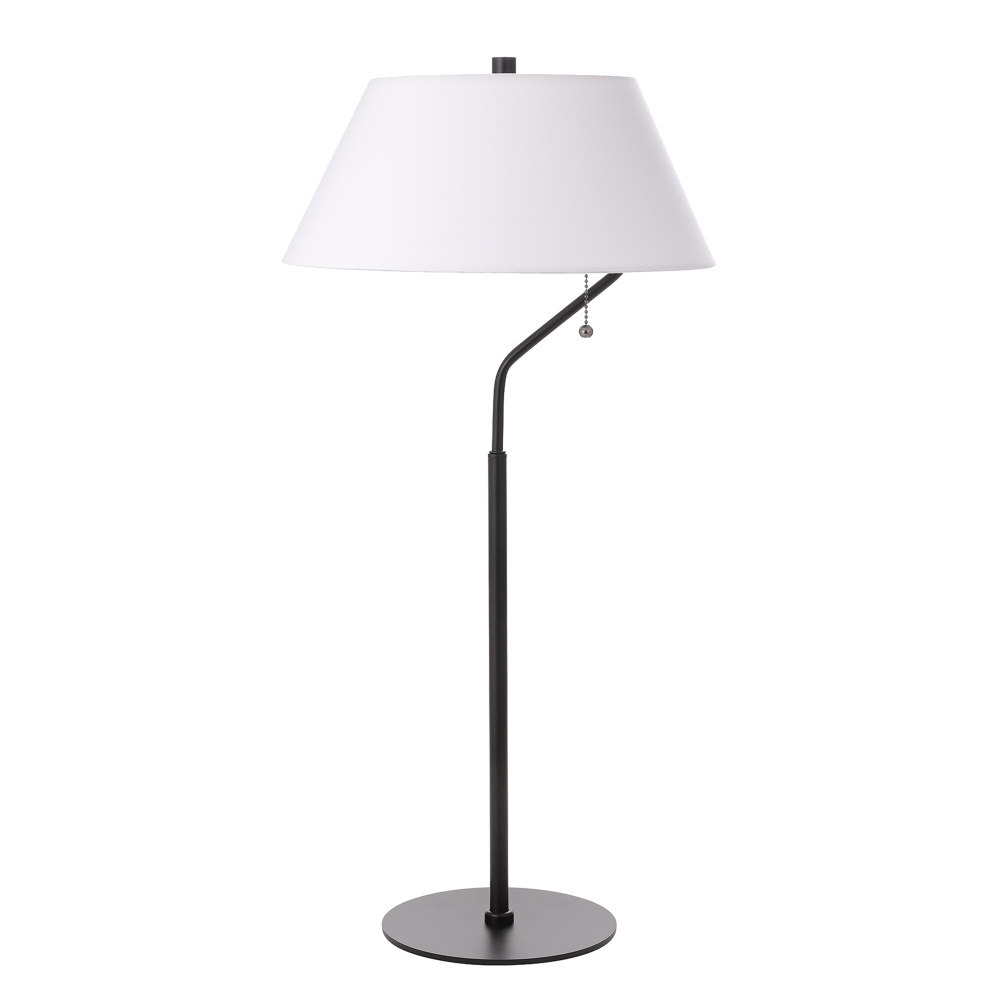 1 Light Matte Black Table Lamp with White Shade