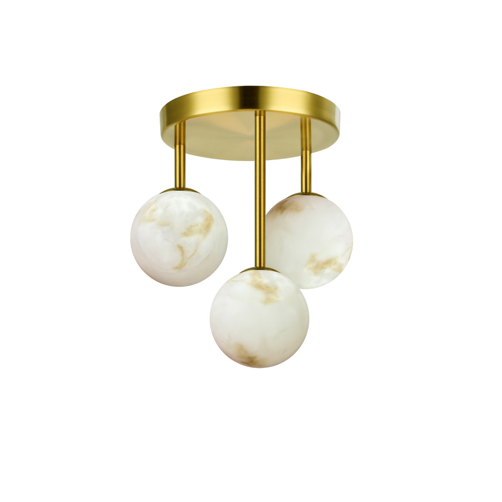 4LT Flush Mount, AGB w/ Faux Alabaster