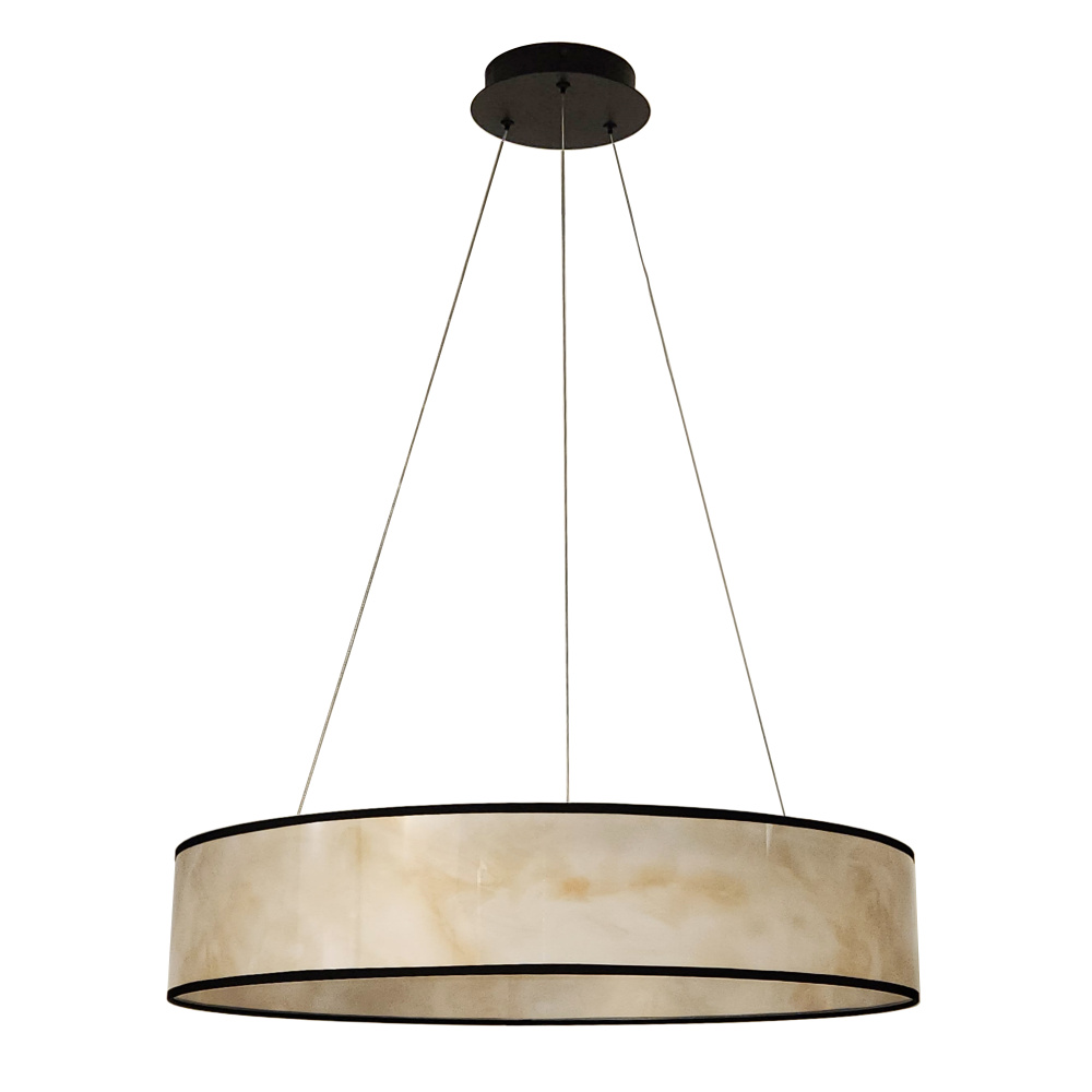34W Pendant, Matte Black w/ Marble Alabaster Shade