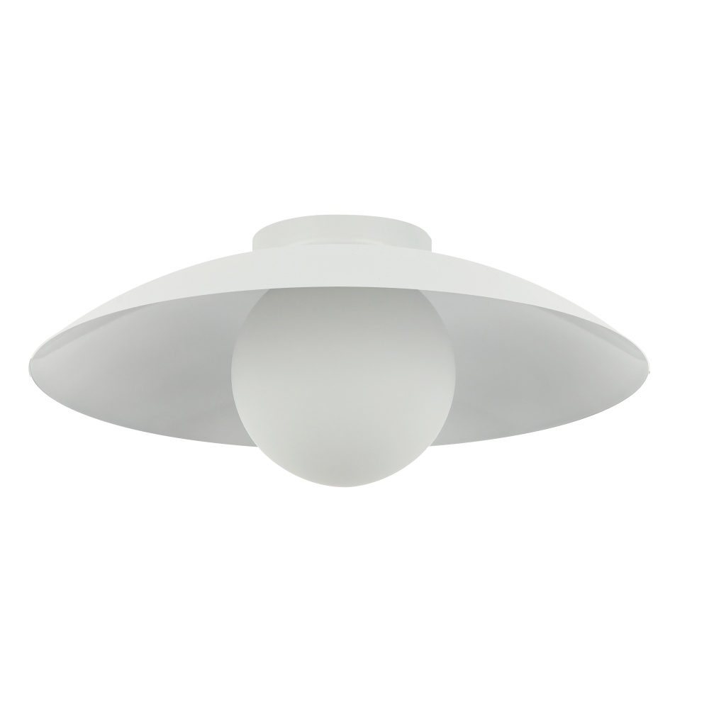 1 Light Flush Mount, Matte White w/ Opal Glass