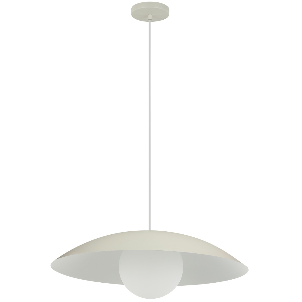 1 Light Pendant, Matte Beige w/ Opal Glass