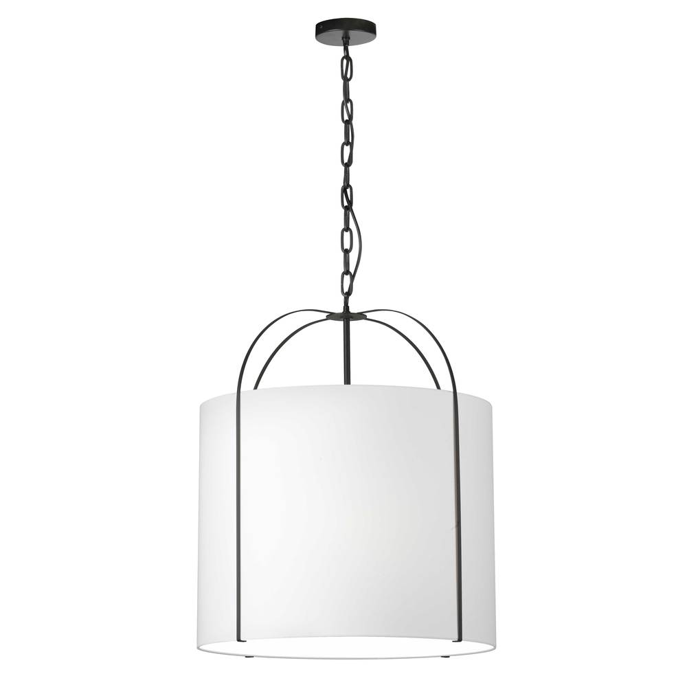3LT Incandescent Pendant, BK w/ WH Shade