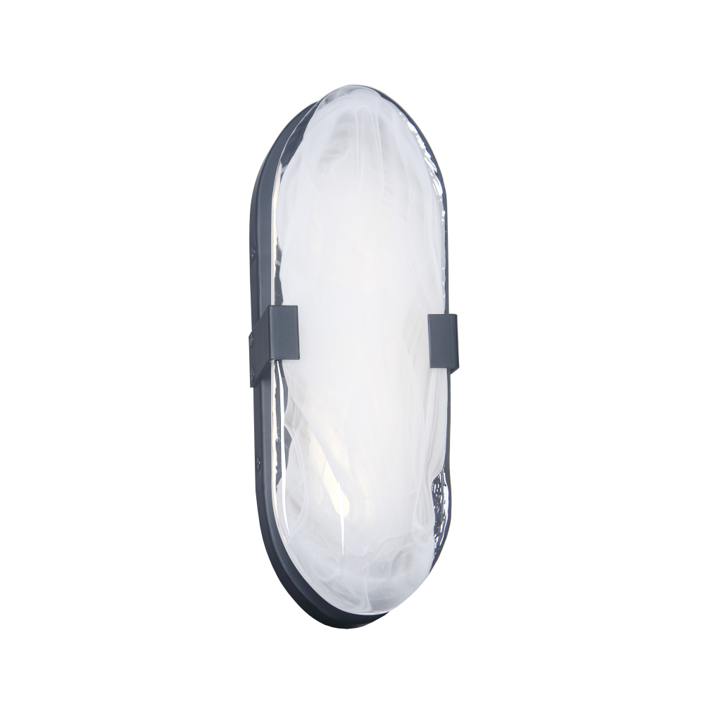 15W Matte Black Wall Sconce with Alabaster Glass
