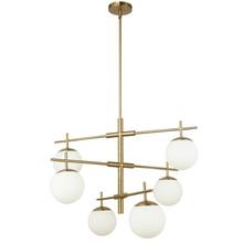 Dainolite CAE-306C-AGB - 6LT Halogen Chandelier, AGB with WH Opal Glass