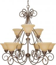 NUVO 60/1022 - 9-Light 2-Tier Chandelier in Sonoma Bronze with Champagne Glass