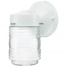 NUVO 60/112 - 1 Light; 6 Inch; Porch; Wall; White Mason Jar with Clear Glass
