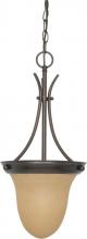 NUVO 60/1278 - 1-Light Hanging Pendant Light Fixture in Mahogany Bronze Finish with Champagne Linen Glass