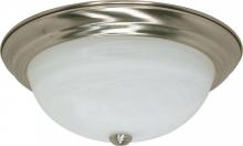 NUVO 60/199 - 3 Light - 15" Flush with Alabaster Glass - Brushed Nickel Finish