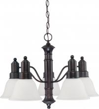 NUVO 60/3143 - Gotham - 5 Light Chandelier with Frosted White Glass - Mahogany Bronze Finish