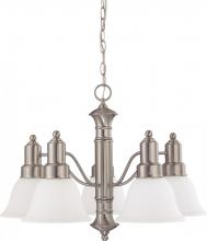 NUVO 60/3242 - Gotham - 5 Light Chandelier with Frosted White Glass - Brushed Nickel Finish
