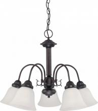 NUVO 60/3331 - 5-Light Chandelier in Mahogany Bronze Finish with Frosted White Glass and (5) 13W GU24 Lamps
