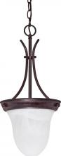 NUVO 60/395 - 1 Light - 10" Pendant with Alabaster Glass - Old Bronze Finish
