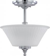 NUVO 60/4268 - Teller - 2 Light Semi Flush with Frosted Etched Glass - Polished Chrome Finish
