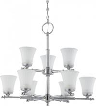 NUVO 60/4269 - Teller - 9 Light Two Tier Chandelier with Frosted Etched Glass - Polished Chrome Finish