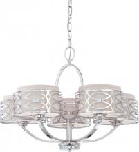 NUVO 60/4625 - Harlow - 5 Light Chandelier with Slate Gray Fabric Shades - Polished Nickel Finish