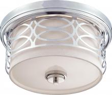 NUVO 60/4627 - Harlow - 2 Light Flush Dome with Slate Gray Fabric Shade - Polished Nickel Finish