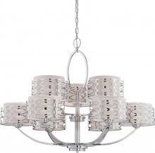 NUVO 60/4630 - Harlow - 9 Light Chandelier with Slate Gray Fabric Shades - Polished Nickel Finish