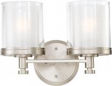 NUVO 60/4642 - Decker - 2 Light Vanity with Clear & Frosted Glass - Brushed Nickel Finish