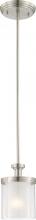 NUVO 60/4648 - Decker - 1 Light Mini Pendant with Clear & Frosted Glass - Brushed Nickel Finish