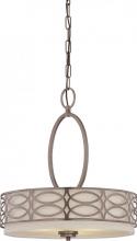 NUVO 60/4720 - Harlow - 3 Light Pendant with Khaki Fabric Shades - Hazel Bronze Finish