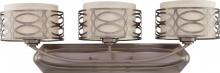 NUVO 60/4723 - Harlow - 3 Light Vanity with Khaki Fabric Shades - Hazel Bronze Finish