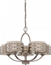 NUVO 60/4725 - Harlow - 5 Light Chandelier with Khaki Fabric Shades - Hazel Bronze Finish