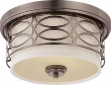 NUVO 60/4727 - Harlow - 2 Light Flush Dome with Khaki Fabric Shade - Hazel Bronze Finish