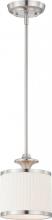 NUVO 60/4738 - Candice - 1 Light Mini Pendant with Pleated White Shade - Brushed Nickel Finish